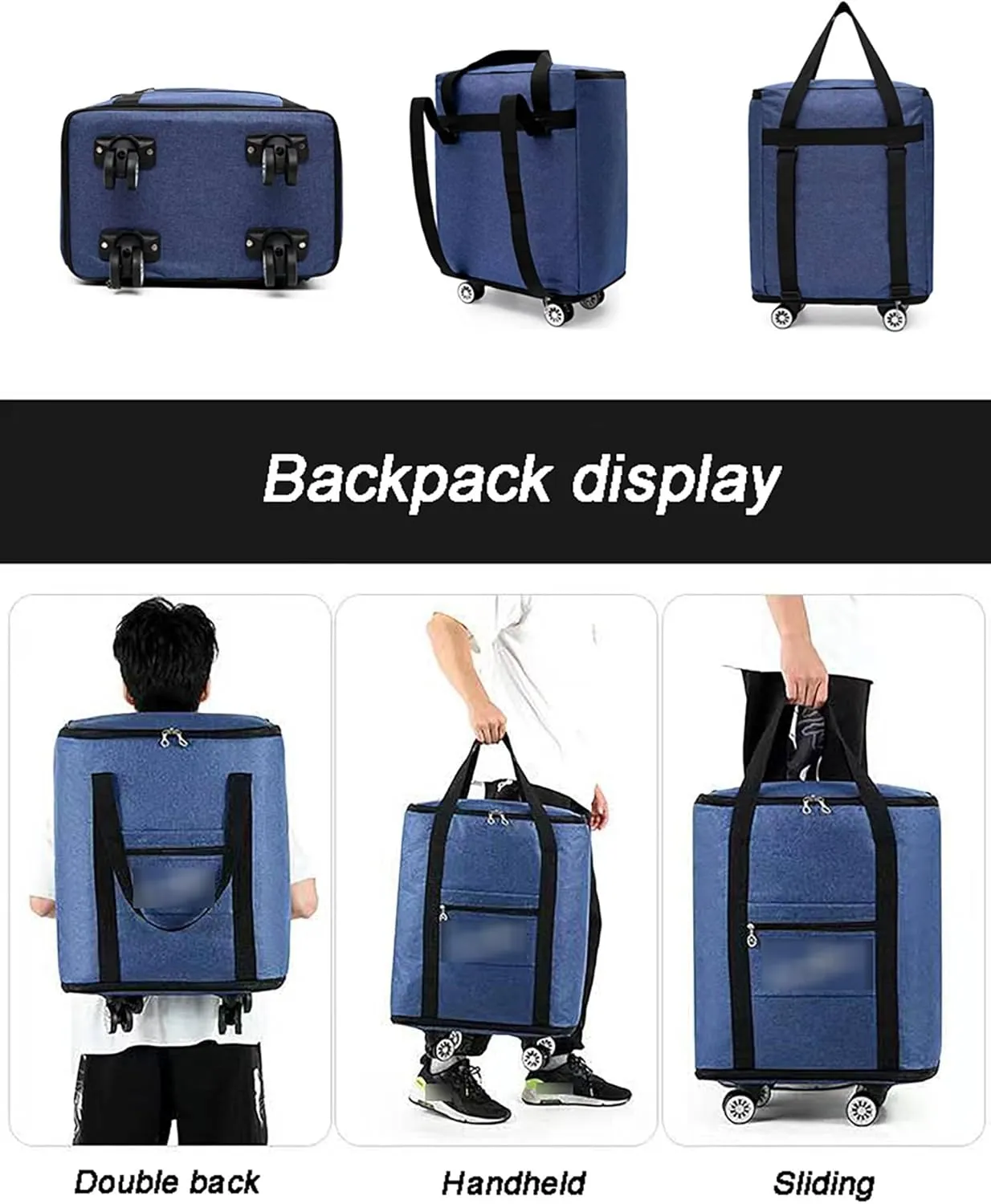 360° Spinner Wheeled Duffle Bag - Large Capacity Convertible Trolley Luggage with Detachable Shoulder Straps & Handles, Heavy-Duty Waterproof Movers Bag for Travel, Storage Organizer(Red,Large)
