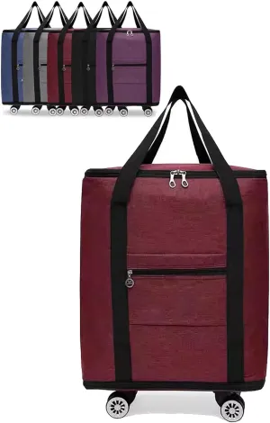 360° Spinner Wheeled Duffle Bag - Large Capacity Convertible Trolley Luggage with Detachable Shoulder Straps & Handles, Heavy-Duty Waterproof Movers Bag for Travel, Storage Organizer(Red,Large)
