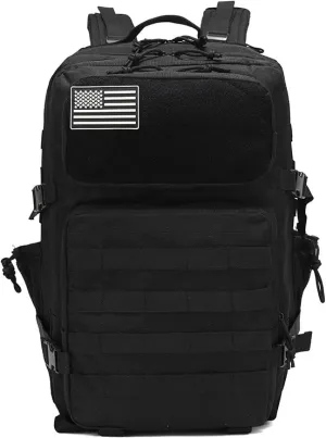 3P Tactical Bag Camouflage Backpack Molle Assault Bag Outdoor Multifunctional Backpack Trekking Camping Large Bag, Black