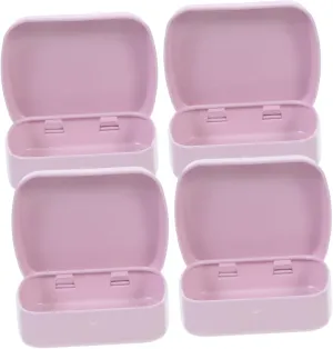 4Pcs Decorative Metal Tins with Hinged Lid Portable Storage Boxes for Treats Candles Crafts Compact Design Pink for Organizing Small Items