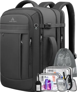 50L Carry on Travel Backpack With Packing Cubes, Extra Large Backpack Flight Airline Approved for Men & Women,Expandable Suitcase Water Resistant Luggage Daypack Business Weekender Bag, Black