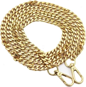 55" DIY Replacement Chains for Handbags Heavy Duty Flat Iron Metal Shoulder Strap Adjustable Purse Crossbody Bag Strap Accessories Decorative Strap for Various Bags (Gold)
