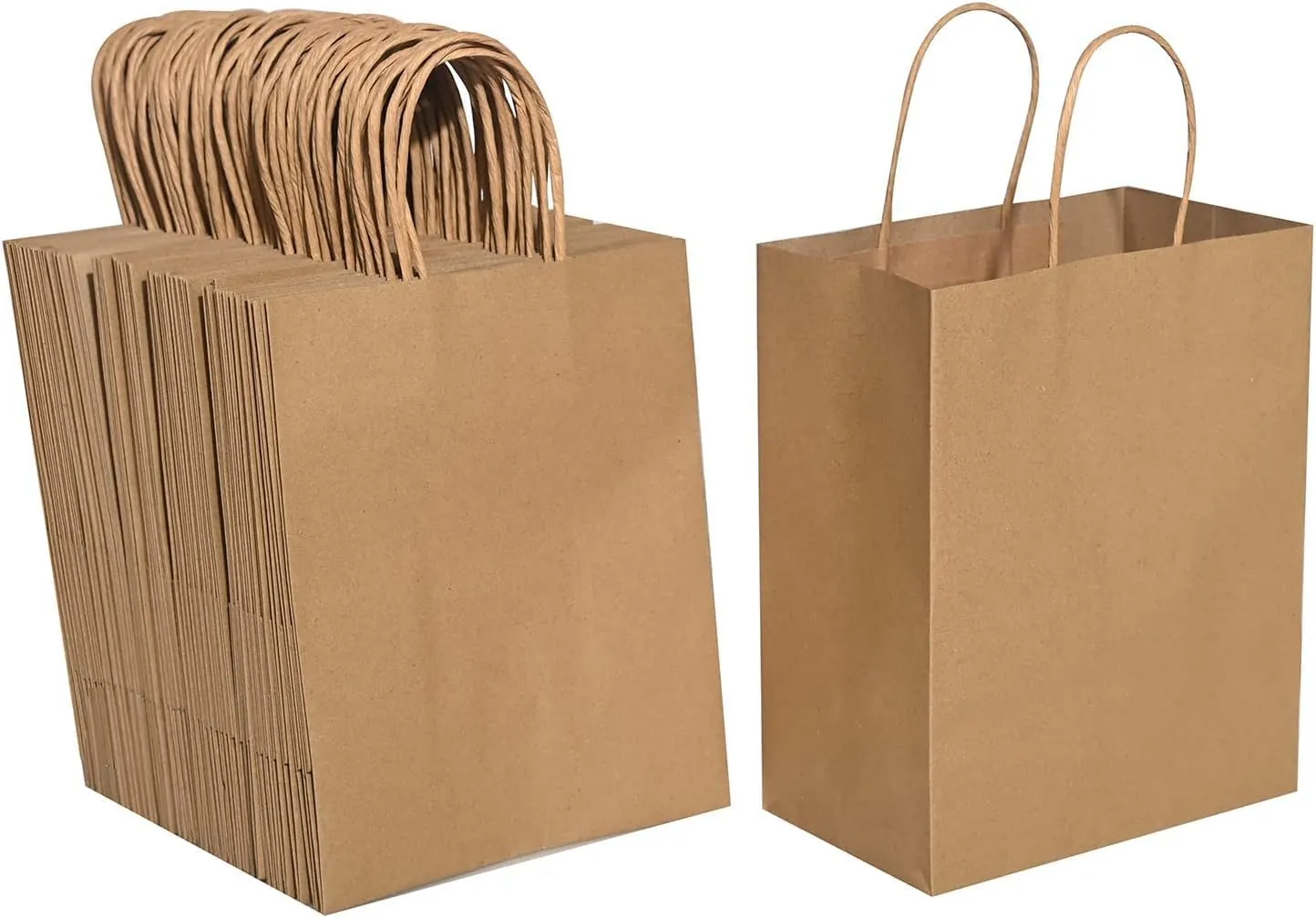 57 Lb Large Kraft Paper Grocery Bags with Handles - 50 Count 12 x 17 x 7 - Durable, Reusable & Eco-Friendly Shopping Bags, Brown Kraft Take-Out Bags for Retail, To-Go, Any Occasion (50, With Handles)