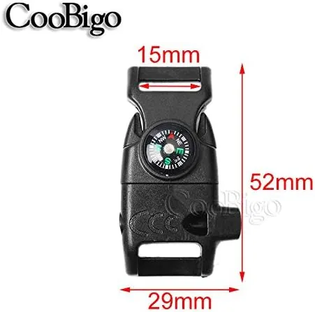 5/8 Inch Compass Flint Scraper Fire Starter Whistle Buckle Paracord Bracelet Outdoor Camping Emergency Survival Travel Kits