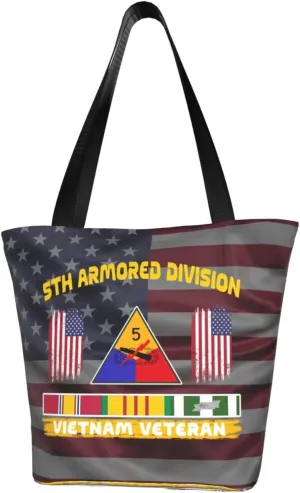 5th Armored Division Vietnam Veteran Fashion Shoulder Bag Large Capacity For Man Or Woman
