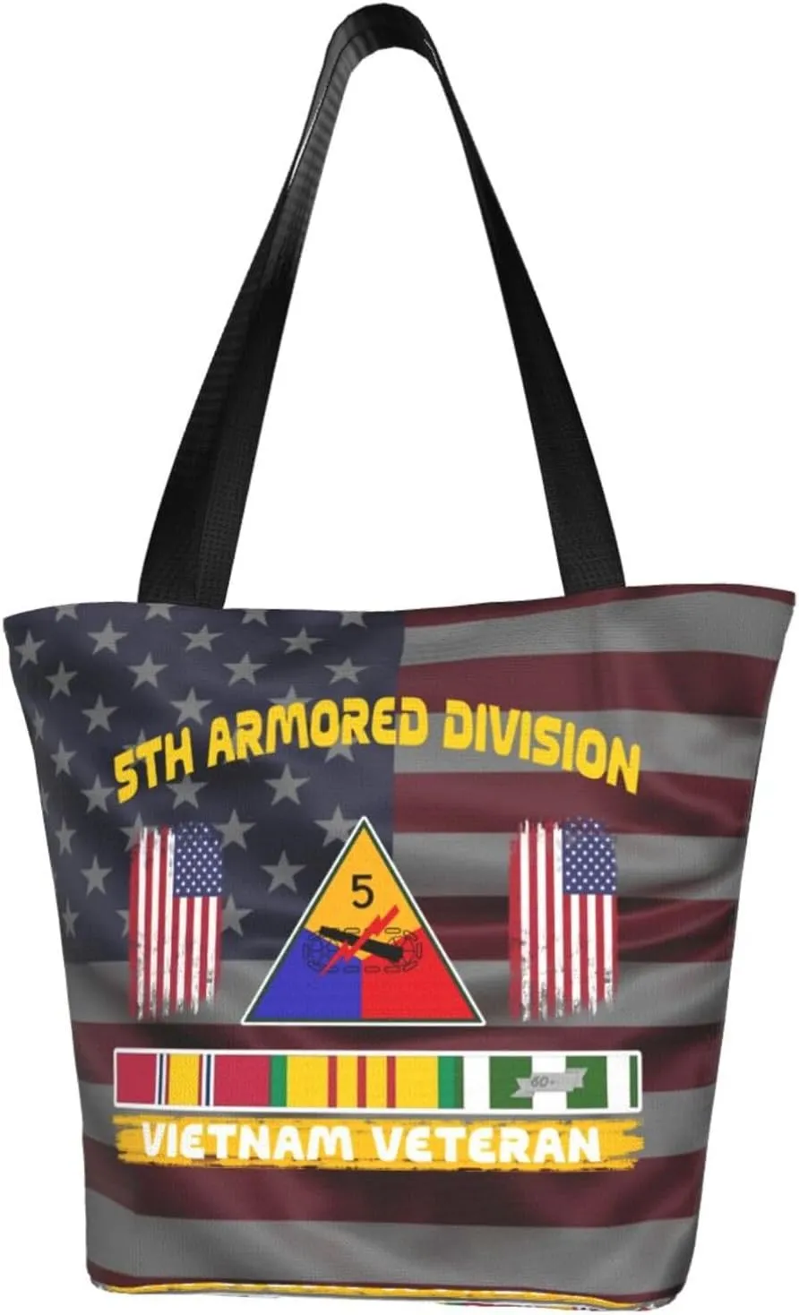 5th Armored Division Vietnam Veteran Fashion Shoulder Bag Large Capacity For Man Or Woman