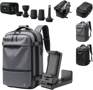 60L Expandable Vacuum Backpack Travel, Portable Waterproof and Anti-Theft Vacuum Sealed Storage Backpack (Grey Vaccum)