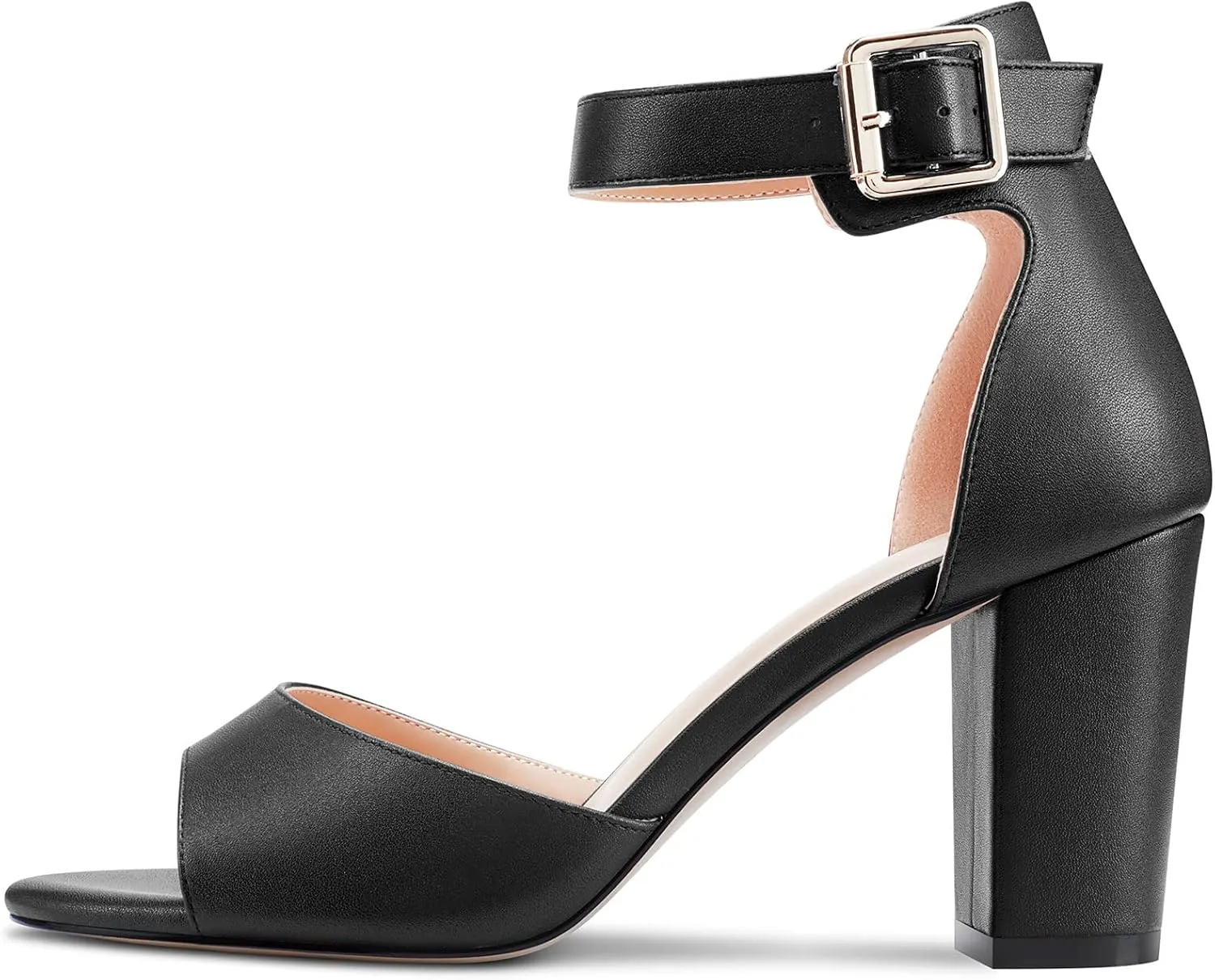 Aachcol Women Sandals Peep Open Toe Ankle Strap Chunky Block High Heel Dress Shoes Matte Classic 3 Inch