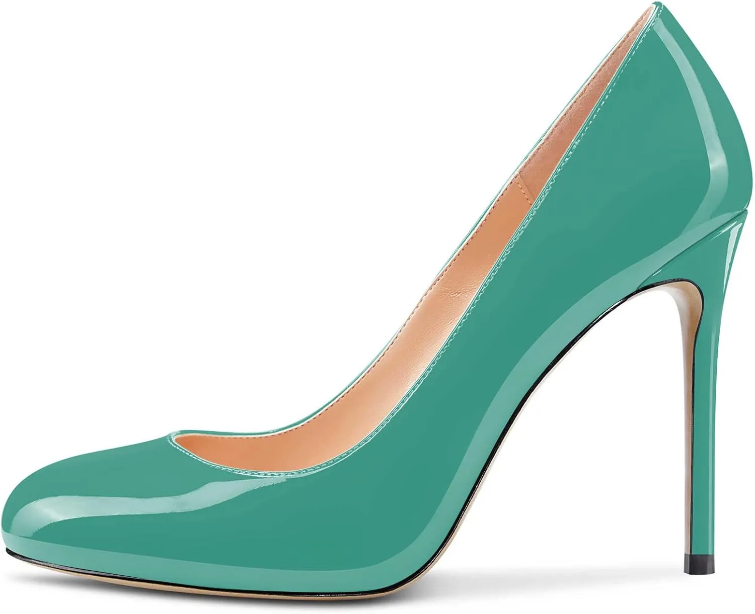 Aachcol Women Stiletto Pumps Close Round Toe High Heel Slip-on Shoes Wedding Office Classic 4 Inches