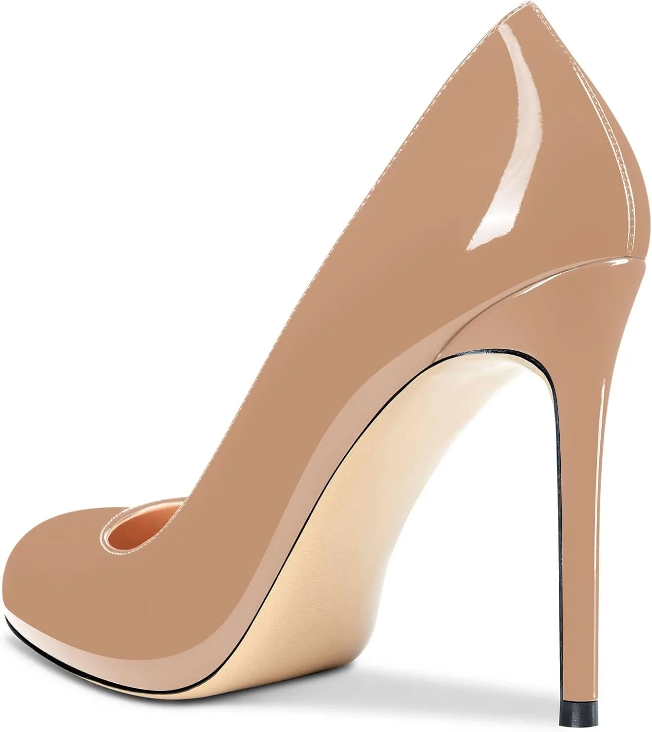 Aachcol Women Stiletto Pumps Close Round Toe High Heel Slip-on Shoes Wedding Office Classic 4 Inches