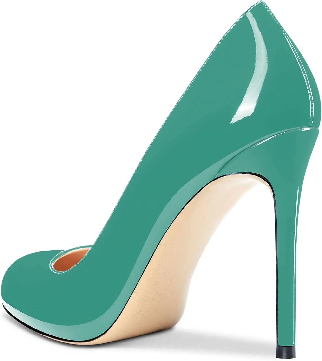 Aachcol Women Stiletto Pumps Close Round Toe High Heel Slip-on Shoes Wedding Office Classic 4 Inches