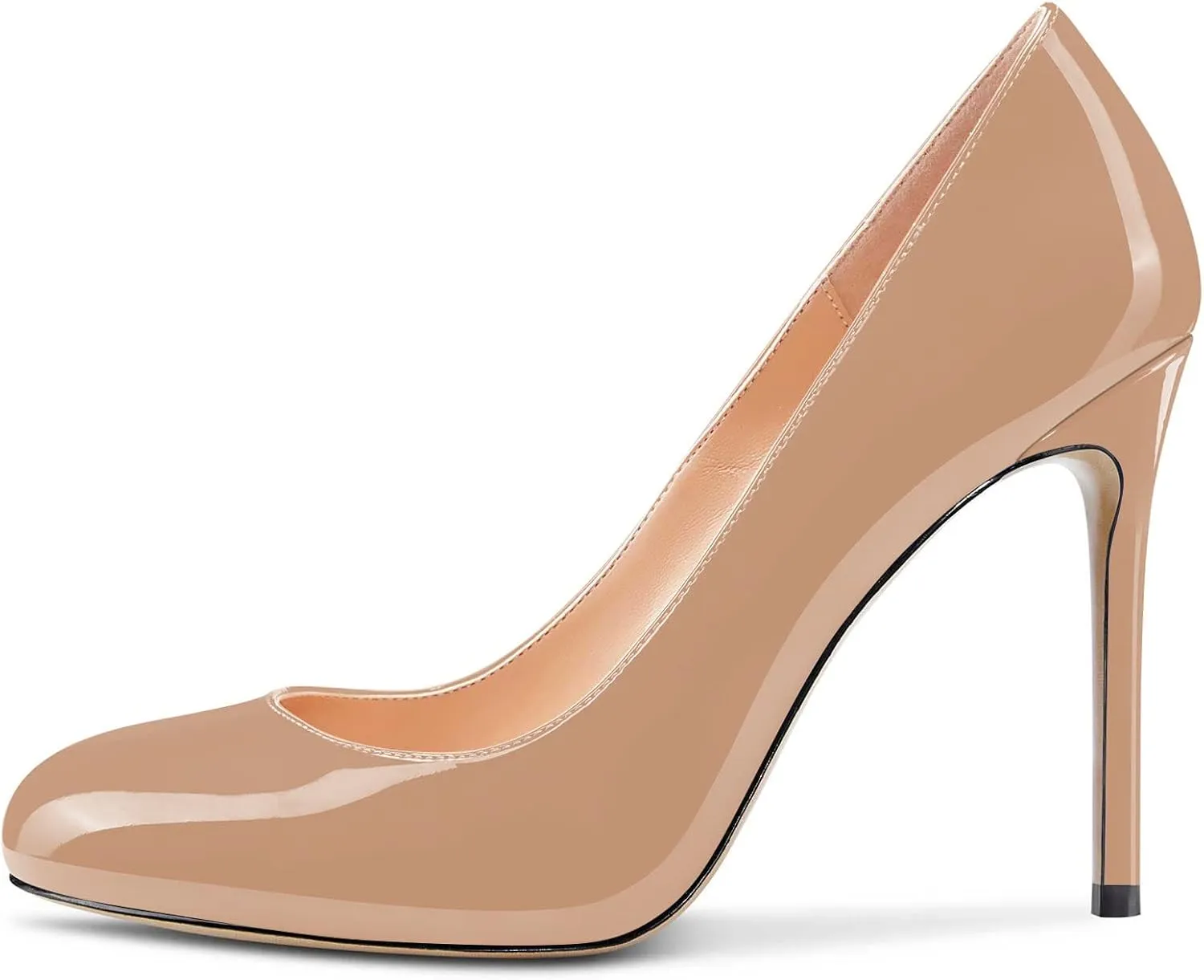 Aachcol Women Stiletto Pumps Close Round Toe High Heel Slip-on Shoes Wedding Office Classic 4 Inches