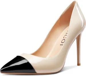 Aachcol Women Stiletto Pumps High Heel Close Pointed Toe Slip-on Dress Shoes Office Classic 4 Inche
