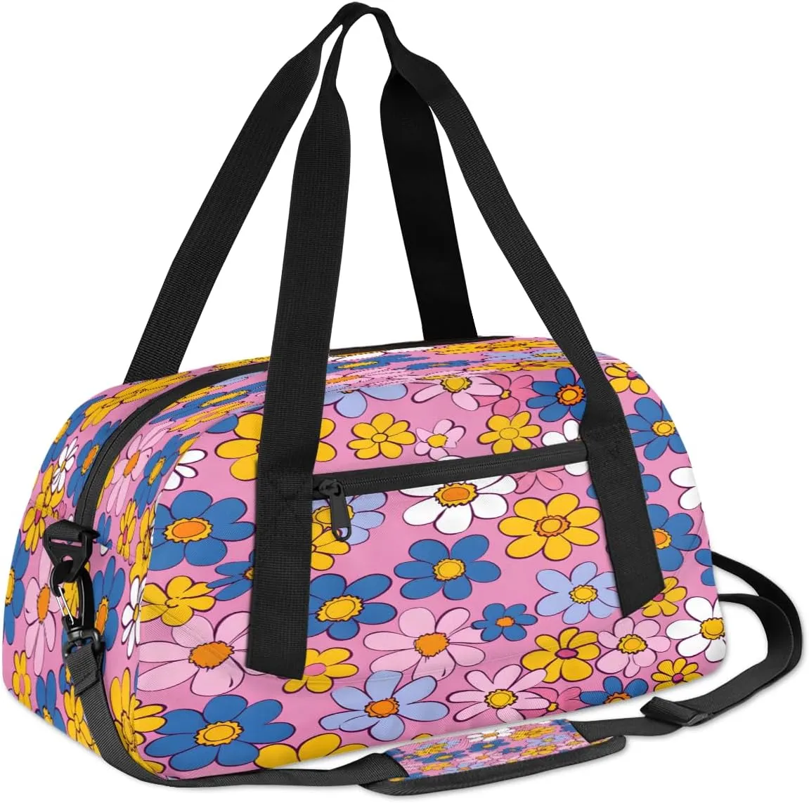Abstract Hippie Flowers Kids Duffle Bag Boys Girls Small Sport Dance Gym Bag for Overnight Travel Weekender Carry On