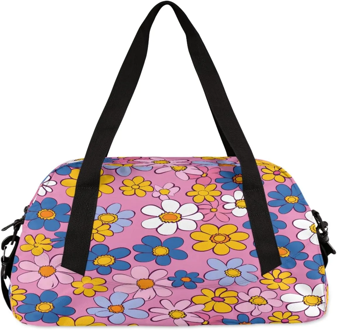 Abstract Hippie Flowers Kids Duffle Bag Boys Girls Small Sport Dance Gym Bag for Overnight Travel Weekender Carry On