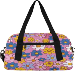 Abstract Hippie Flowers Kids Duffle Bag Boys Girls Small Sport Dance Gym Bag for Overnight Travel Weekender Carry On