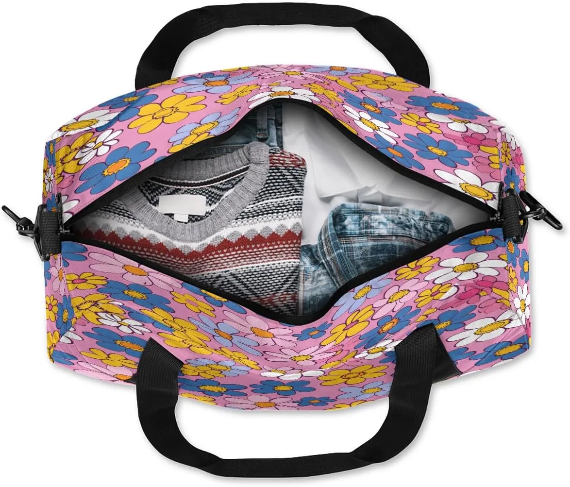 Abstract Hippie Flowers Kids Duffle Bag Boys Girls Small Sport Dance Gym Bag for Overnight Travel Weekender Carry On