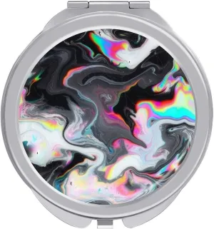 Abstract Trippy Marble Compact Mirror Pocket Mirror Small Mirror for Purse Portable Mini Travel Makeup Mirror Folding Handheld Double-Sided Magnifying Compact Mirror for Women Gift
