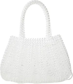 Acrylic Beaded Tassel Handbag Pearl Purse Evening Clutch for Wedding Party