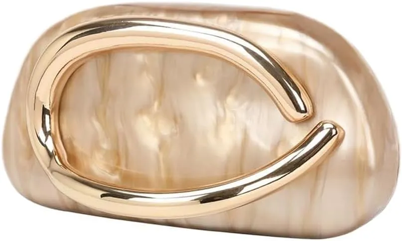 Acrylic Clutch Purse for Women Classic Round Acrylic Evening Handbag Vintage Metal Handlebars Bag for Wedding Party Prom