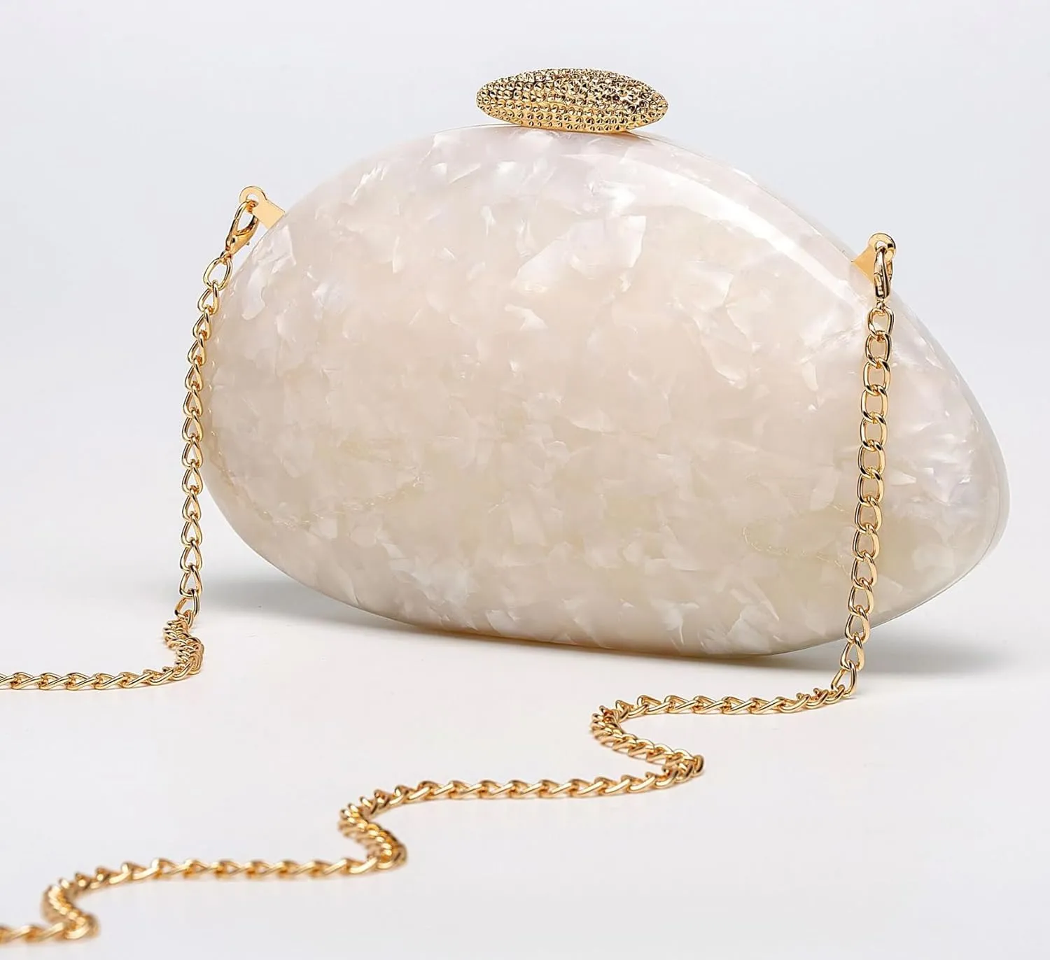 Acrylic Pearl Clutch Purses Women Shell-shaped Evening Handbag Evening Clutch Bag with Chain for Prom Wedding Party