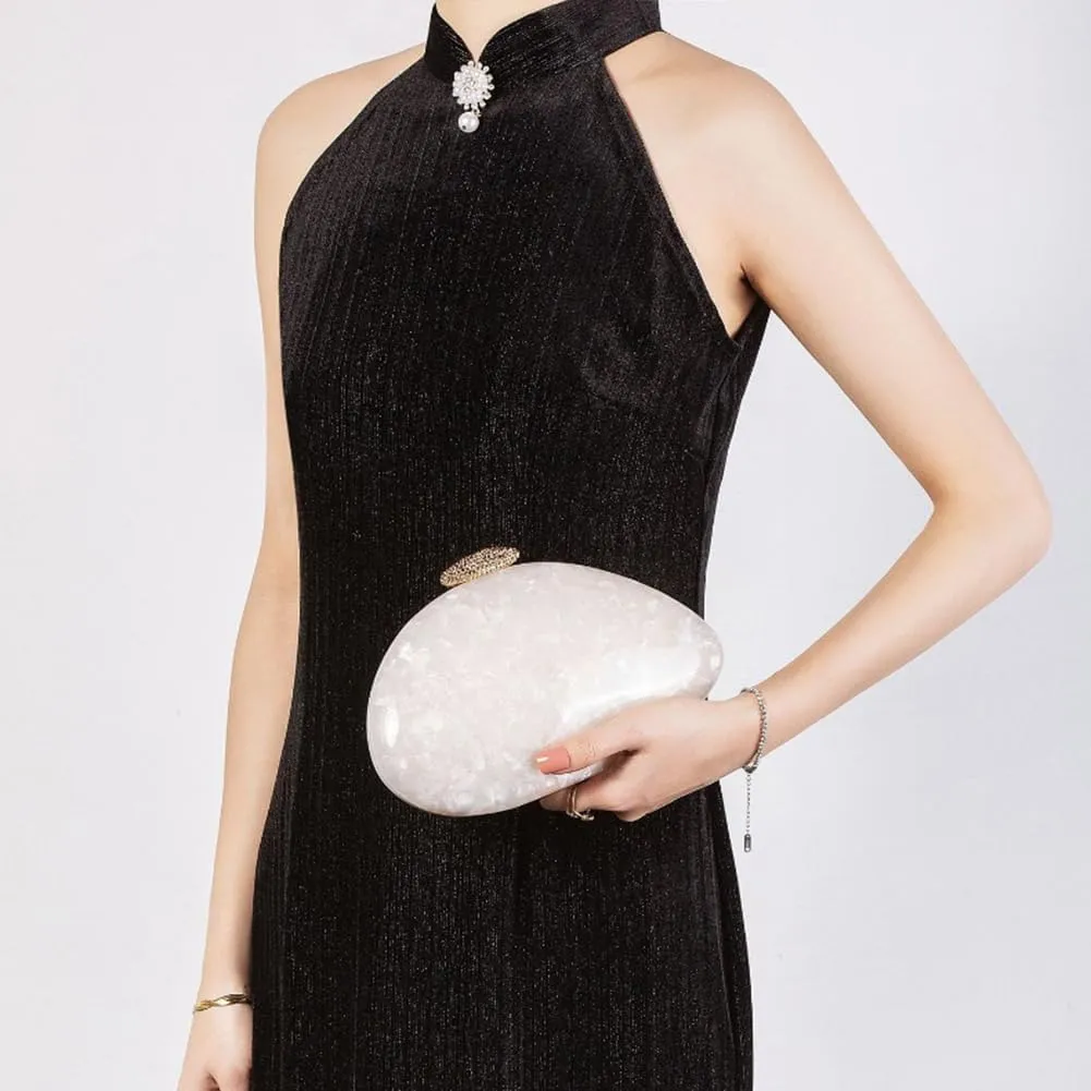 Acrylic Pearl Clutch Purses Women Shell-shaped Evening Handbag Evening Clutch Bag with Chain for Prom Wedding Party