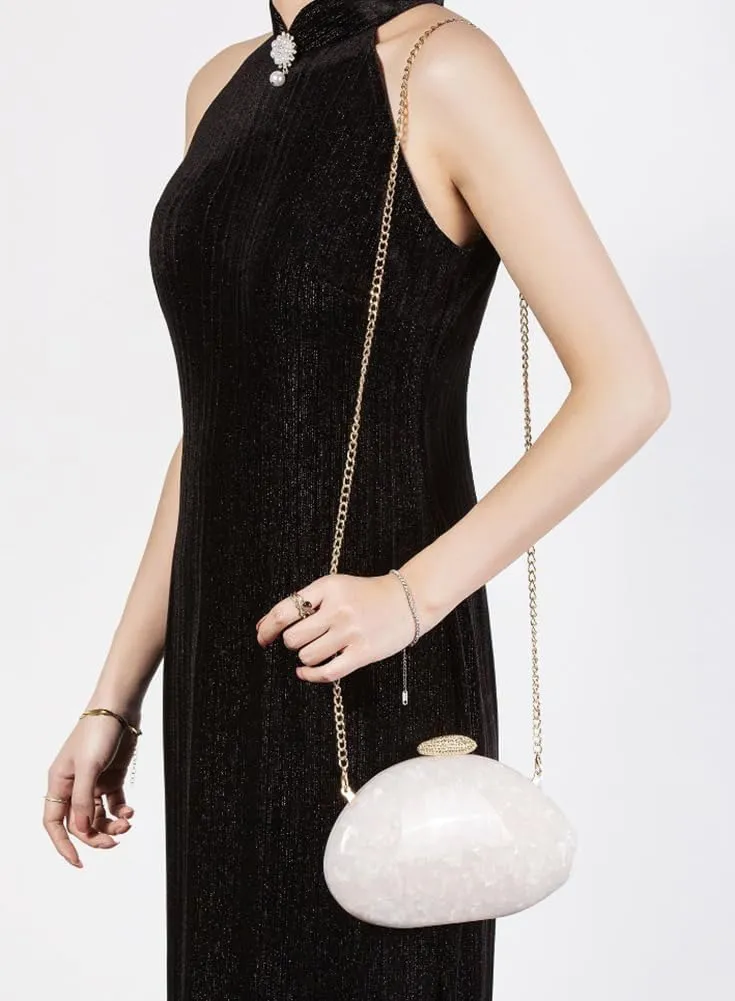 Acrylic Pearl Clutch Purses Women Shell-shaped Evening Handbag Evening Clutch Bag with Chain for Prom Wedding Party