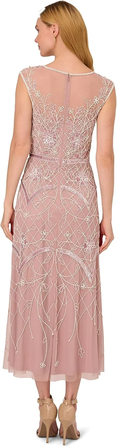 Adrianna Papell Women's Beaded Ankle Length Dress