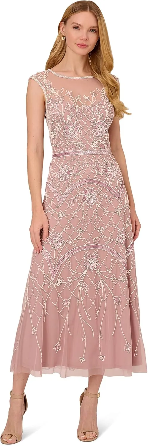 Adrianna Papell Women's Beaded Ankle Length Dress