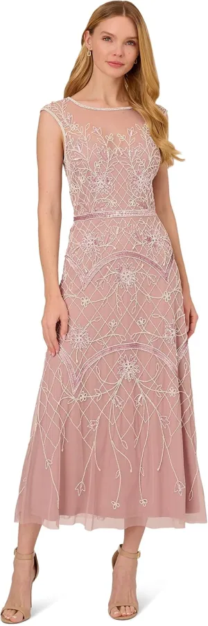 Adrianna Papell Women's Beaded Ankle Length Dress