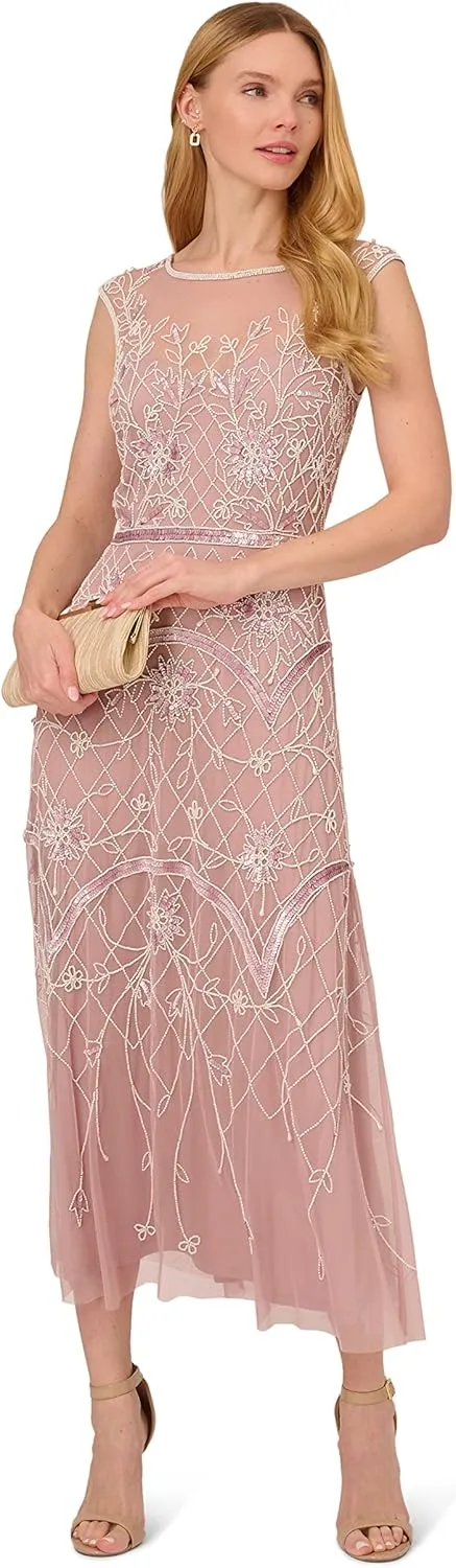 Adrianna Papell Women's Beaded Ankle Length Dress