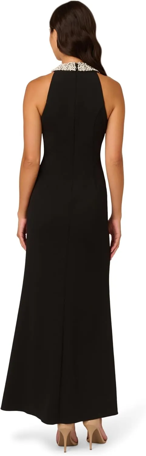 Adrianna Papell Women's Beaded Halter Gown