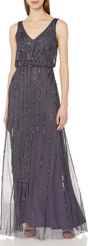 Adrianna Papell Women's Blsn Beaded Art Nouveau