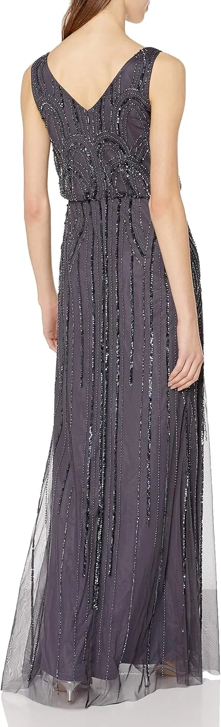 Adrianna Papell Women's Blsn Beaded Art Nouveau