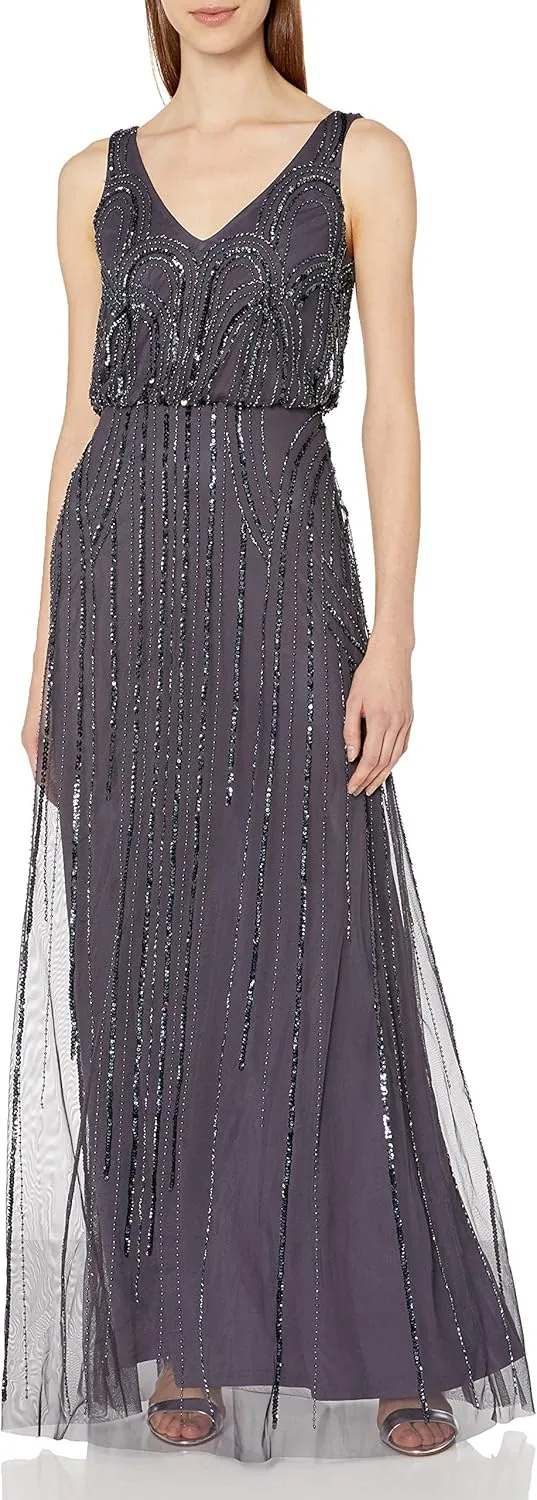 Adrianna Papell Women's Blsn Beaded Art Nouveau