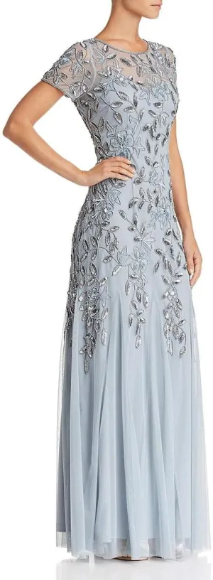 Adrianna Papell Women's Floral Beaded Godet Gown