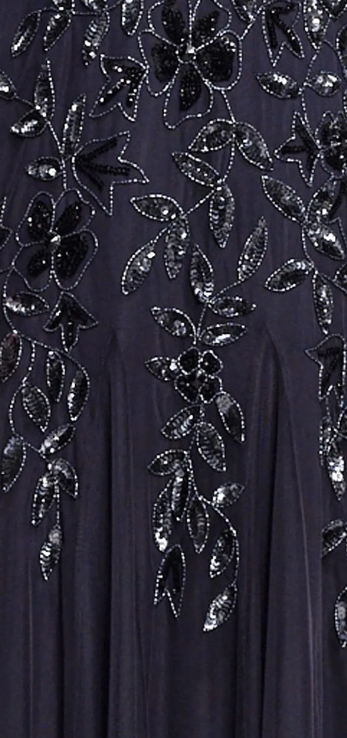 Adrianna Papell Women's Floral Beaded Godet Gown