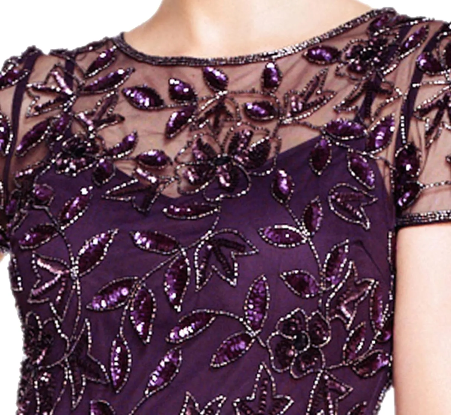 Adrianna Papell Women's Floral Beaded Godet Gown