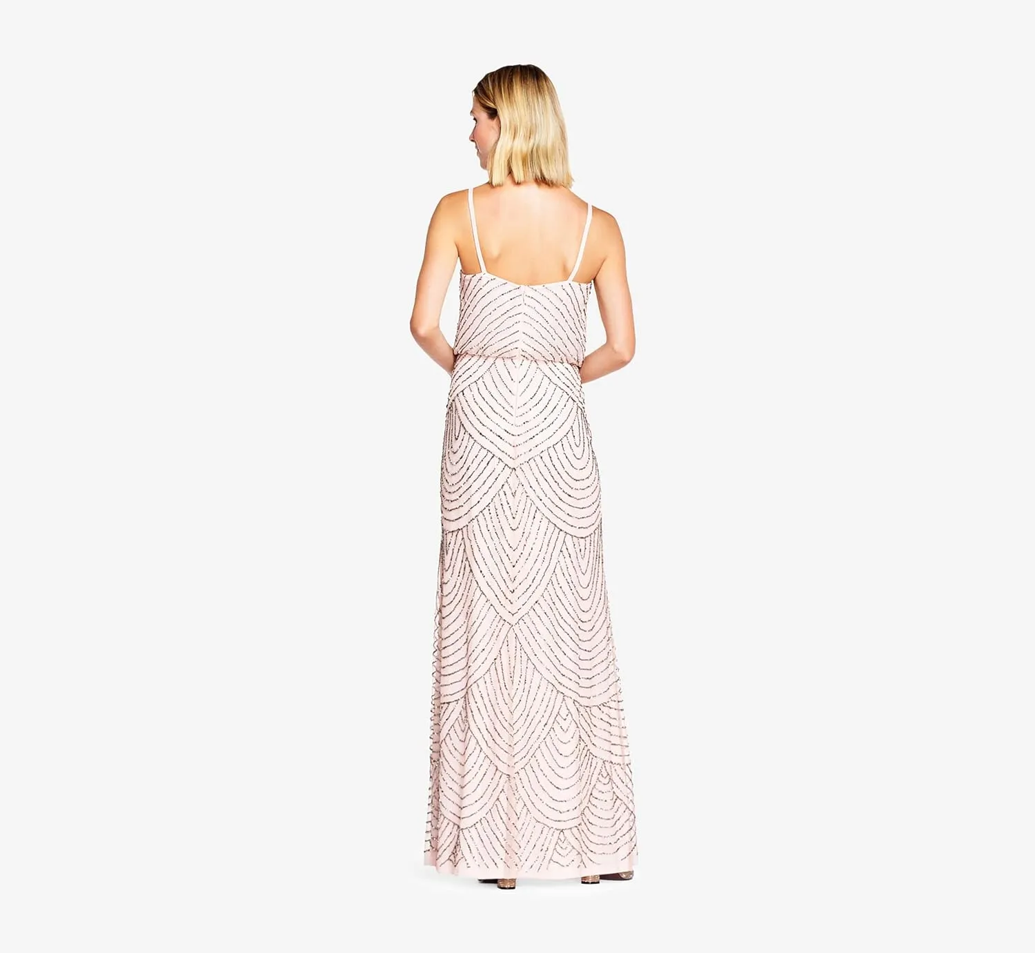 Adrianna Papell Women's Long Beaded Blouson Gown