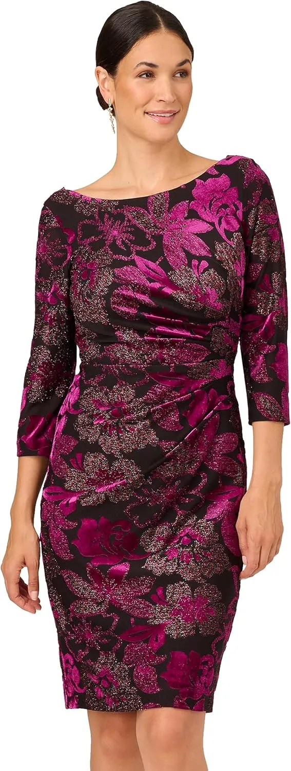 Adrianna Papell Women's Metallic Velvet Cowl Dress
