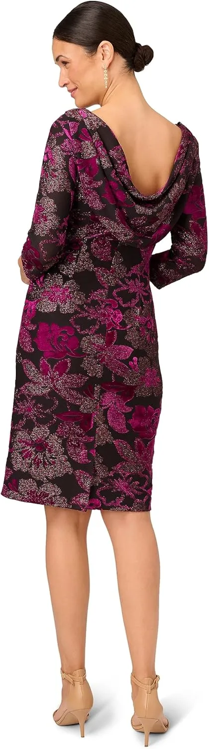 Adrianna Papell Women's Metallic Velvet Cowl Dress