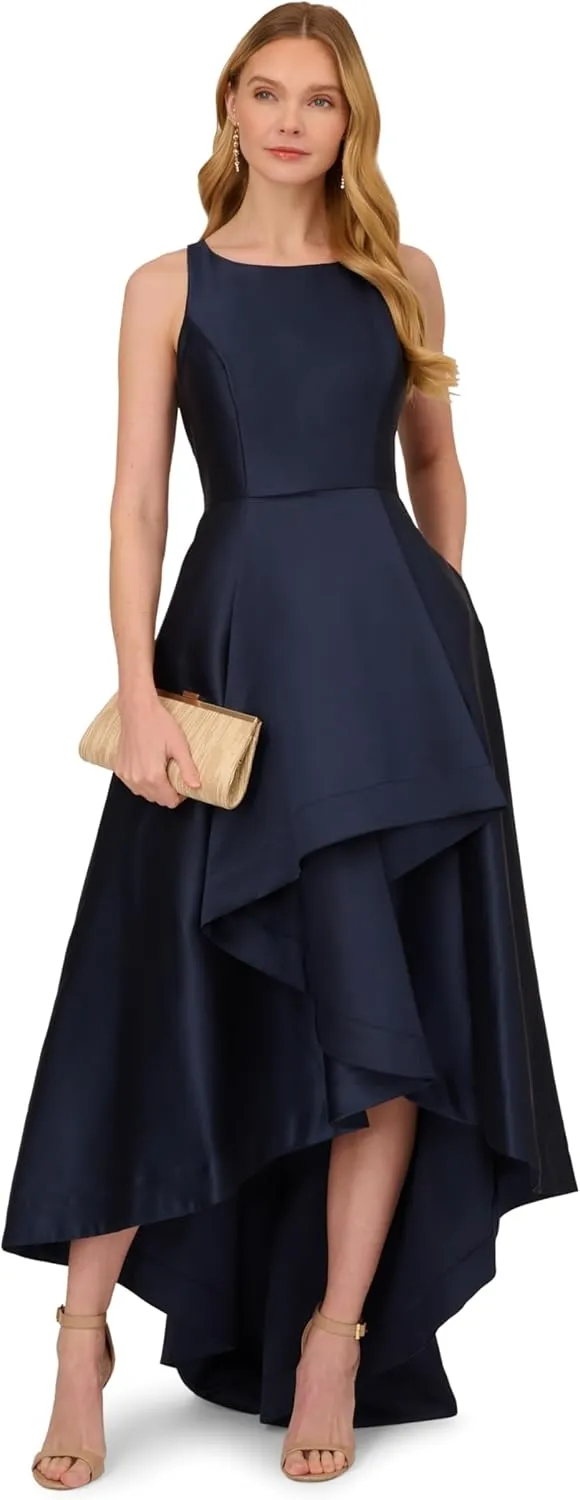 Adrianna Papell Women's Mikado High Low Gown