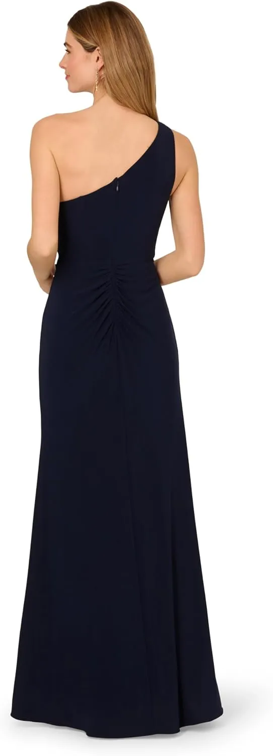 Adrianna Papell Women's One Shoulder Jersey Dress, Red Wine, 8