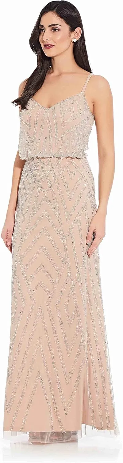 Adrianna Papell Women's Slvlss Blouson Beaded Gwn