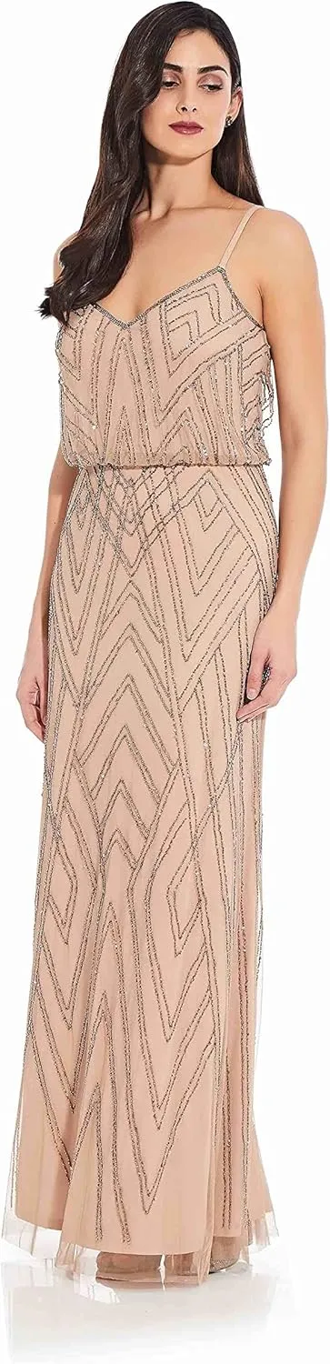Adrianna Papell Women's Slvlss Blouson Beaded Gwn