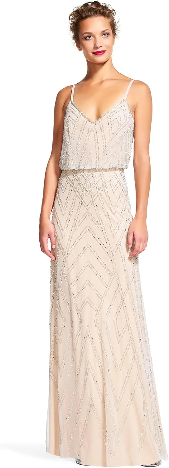 Adrianna Papell Women's Slvlss Blouson Beaded Gwn