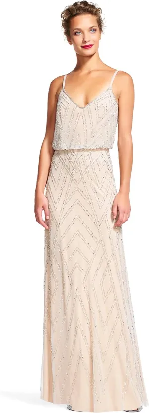 Adrianna Papell Women's Slvlss Blouson Beaded Gwn