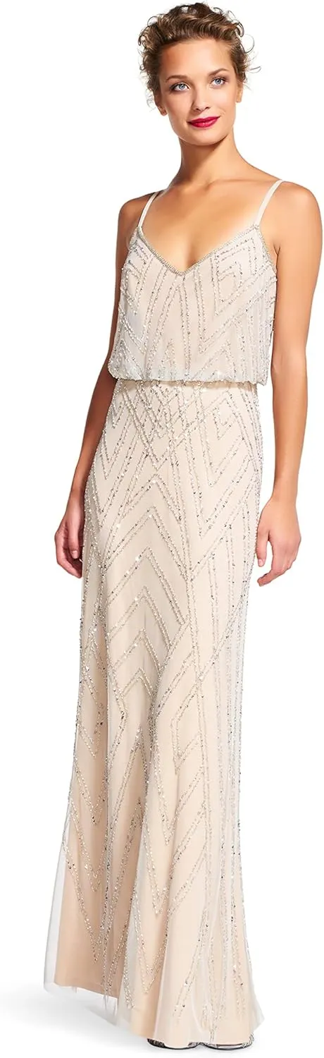 Adrianna Papell Women's Slvlss Blouson Beaded Gwn