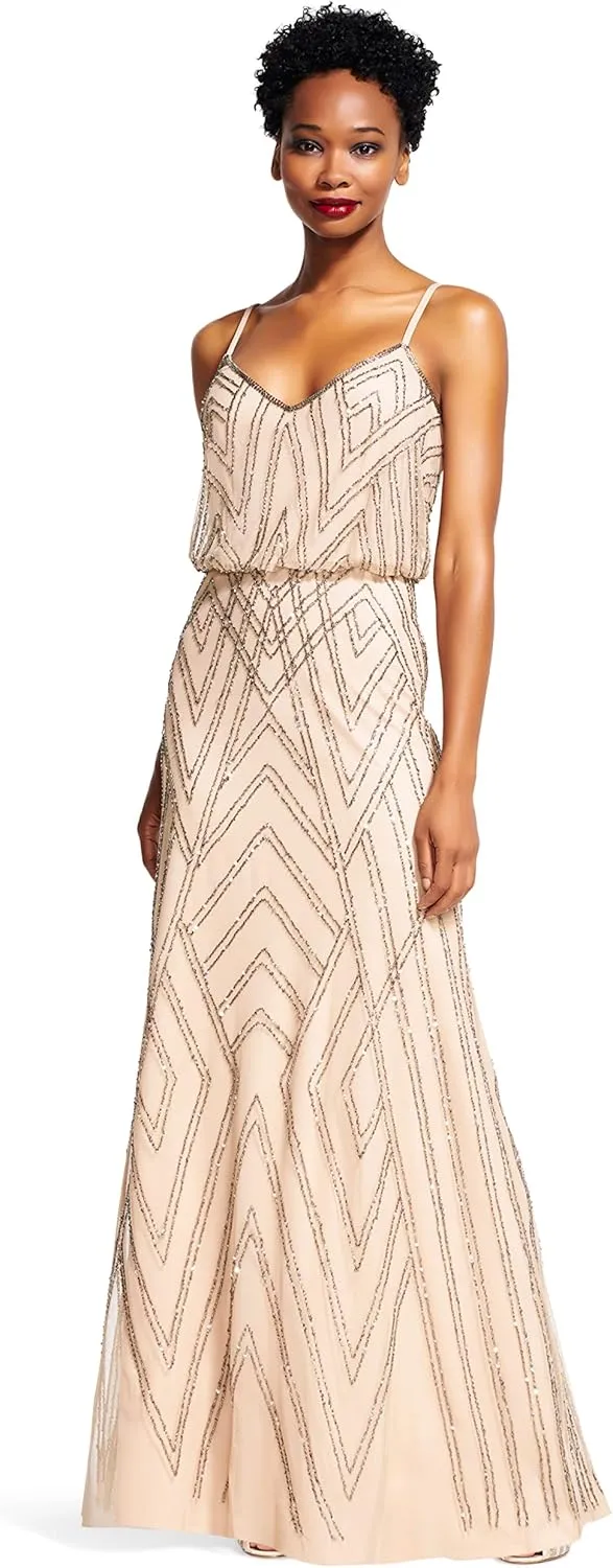 Adrianna Papell Women's Slvlss Blouson Beaded Gwn