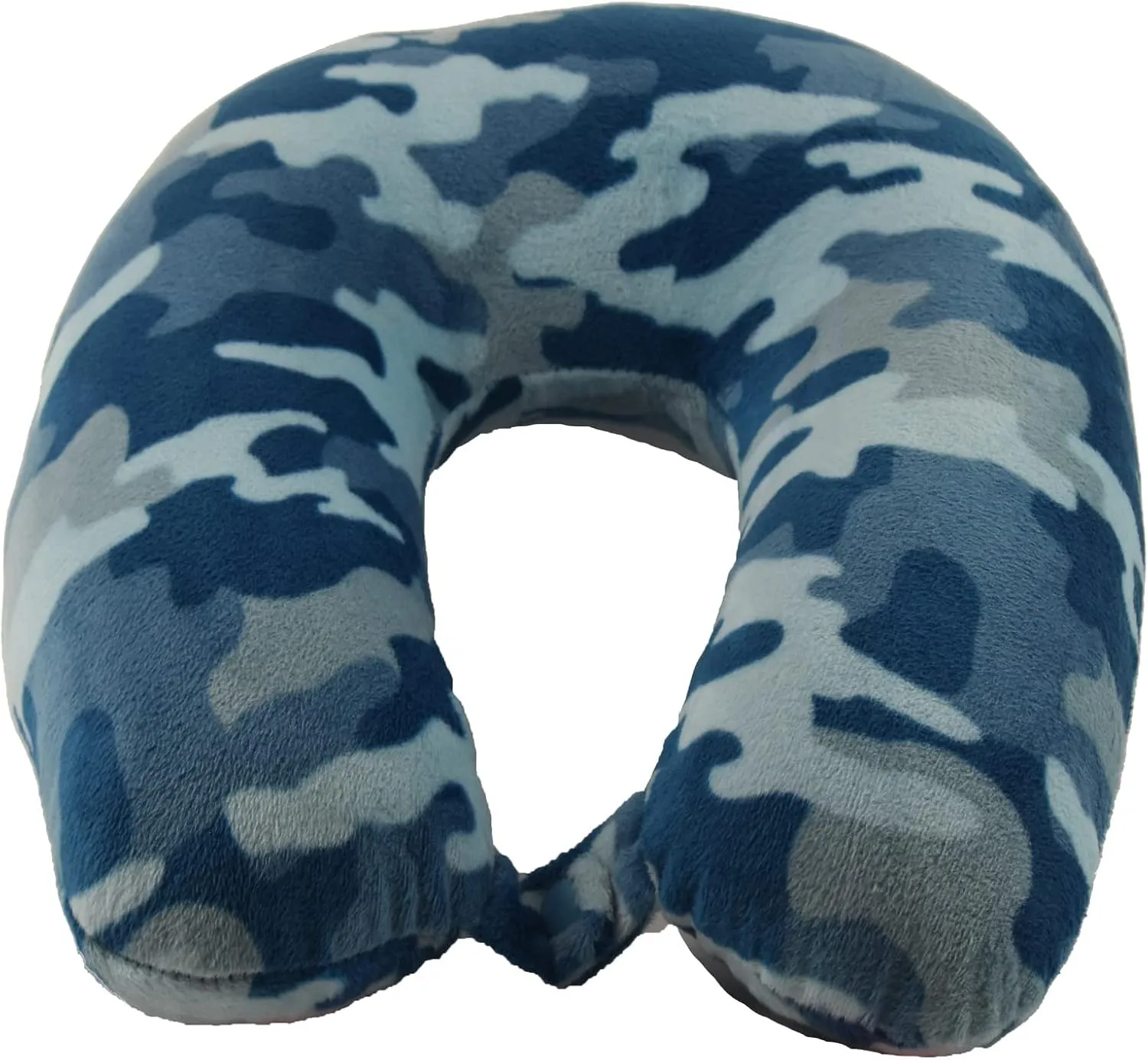 Adult Cozy Soft Microfiber Neck Pillow for Travel – Compact, Machine Washable - Perfect for Airplane, Car, or Home Use - Filled and Finished in The USA – Blue Camo